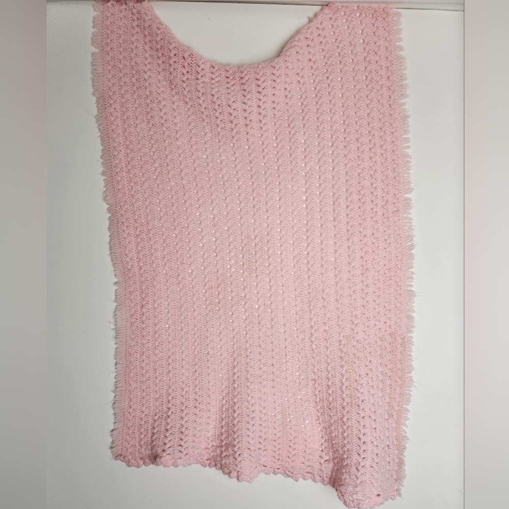 Handknit Pink Baby Blanket